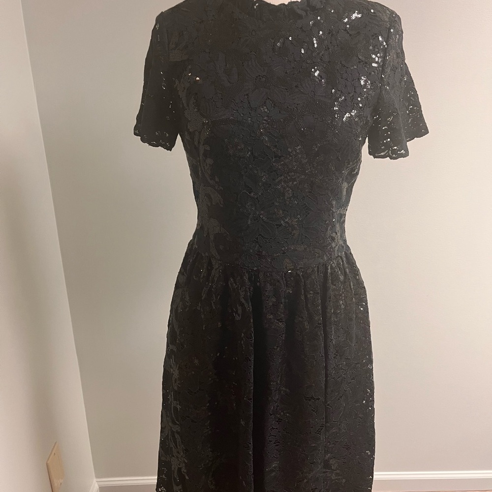 Brooks Brothers Black Lace and Sequin Cocktail Dress